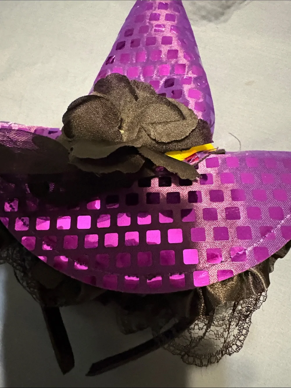 Purple Witch Hat Headband for girls and cat headband with earrings and necklace